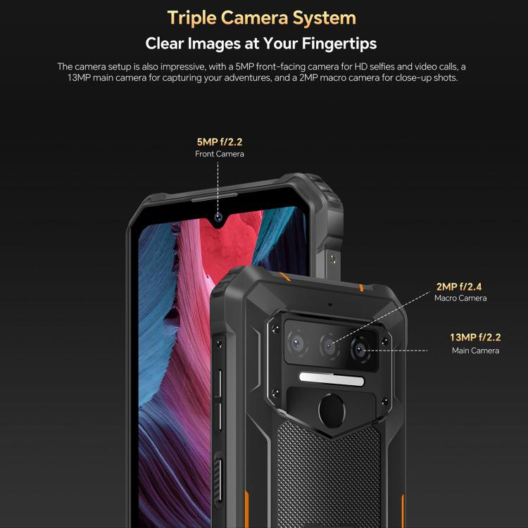 Oukitel WP23 Plus Rugged Phone, 8GB+256GB, 6.52 inch Android 14.0Unisoc T606 Octa-core, NFC, OTG, Network: 4G, WP23 Plus