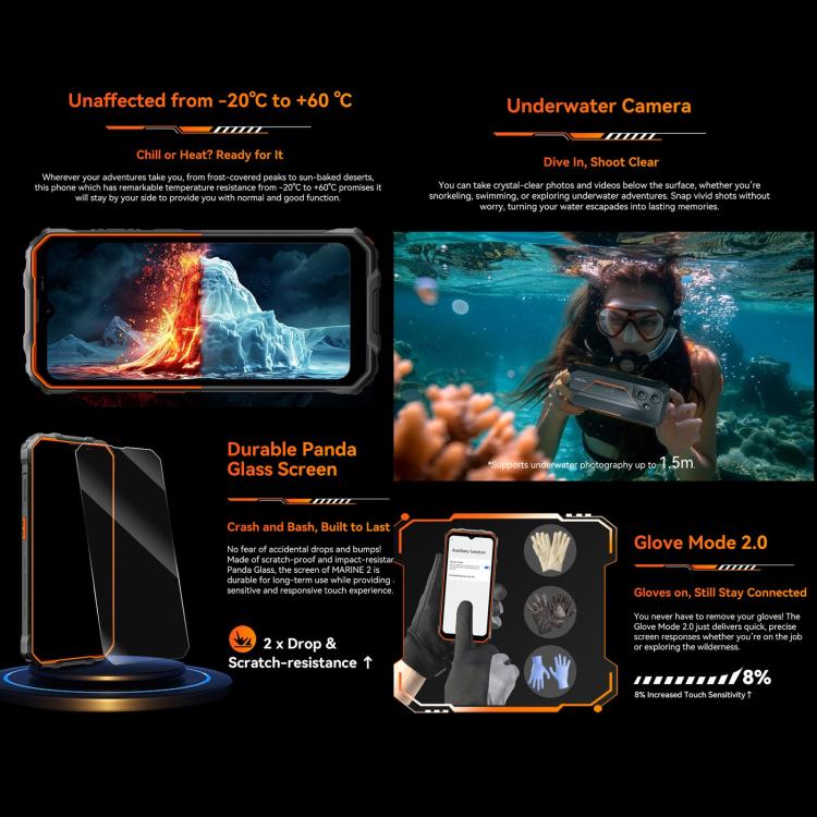 Blackview Oscal Marine 2, 8GB+256GB, 6.56 inch Android 15 Unisoc UMS9230E T615 Octa Core, Network: 4G, OTG, NFC, 8GB+128GB