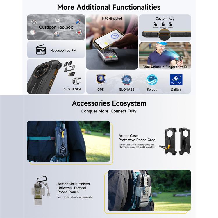 Ulefone RugKing 4 Pro, 8GB+256GB, IP68/IP69K Rugged Phone, 6.56 inch Android 15 Unisoc T7250 Octa Core, Network: 4G, NFC, OTG, RugKing 4 Pro, RugKing 4 Pro, 8GB+256GB