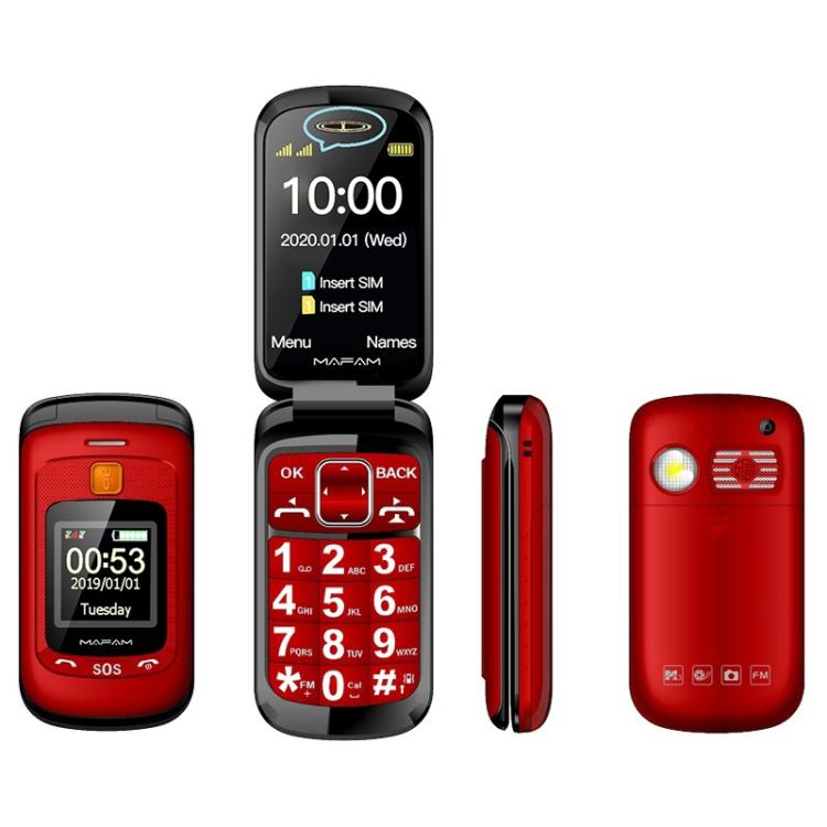 Mafam F899 Flip Phone, 2.4 inch, 32MB+32MB, Support FM, SOS, GSM, Family Number, Big Keys, Dual SIM, UK Plug, UK Plug