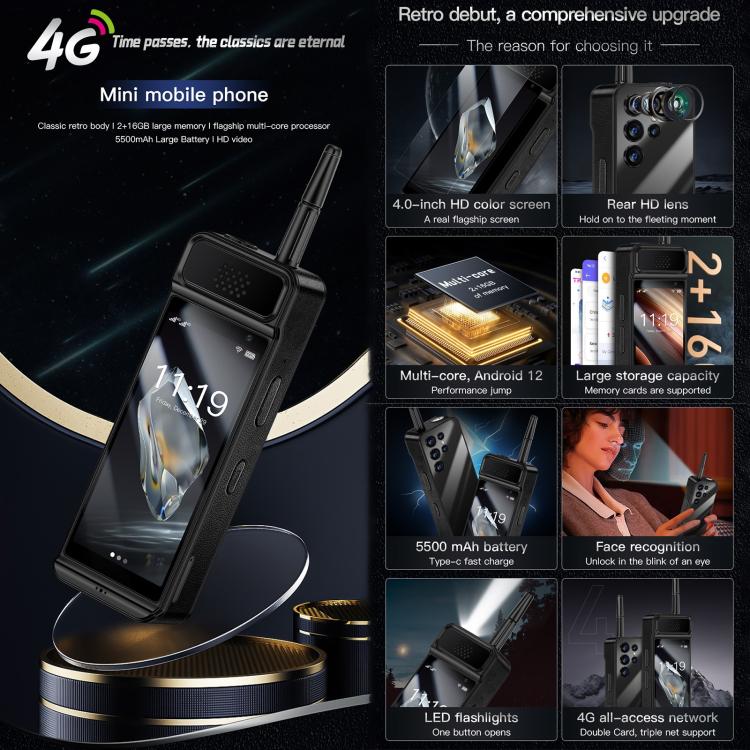 SOYES W88 Pro, 4GB+64GB, 4600mAh Battery, 4.0 inch Android 12 MTK6739CW Quad Core, Network: 4G, OTG, Dual SIM, W88 Pro, 4GB+64GB