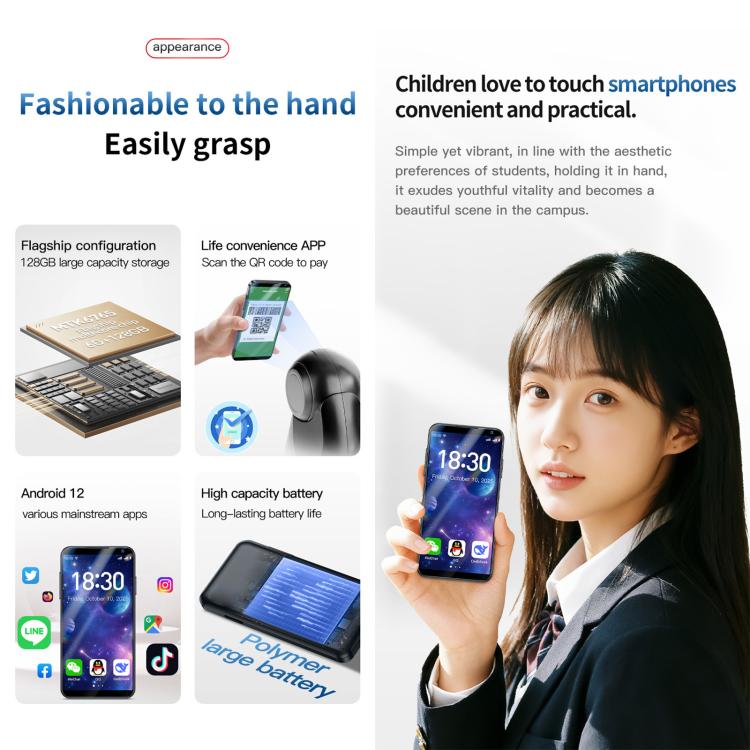DOOV M2, 6GB+128GB, 4 inch Android 12 Mediatek MT6765 Octa Core, Network: 4G, without Camera, Without Camera