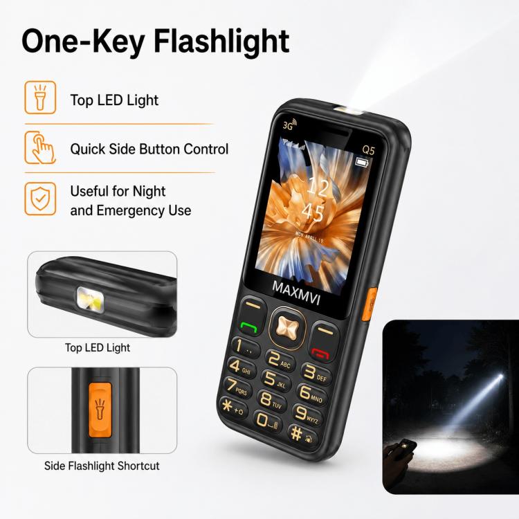 Q5 3G Key Phone, 3600mAh Battery, 2.4 inch, SOS, 21 Keys, Dual SIM, Network: 3G, Support Whatsapp, Facebook