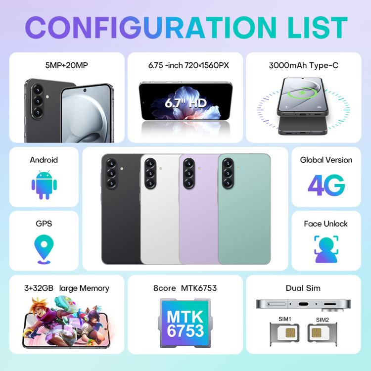A56 / F56, 3GB+32GB, 6.75 inch Android 8.1 MTK6753 Octa Core, Network: 4G, Dual SIM, US Plug, US Plug