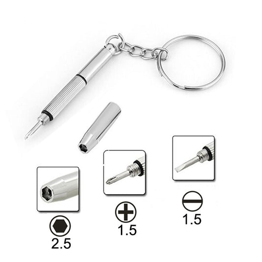 3 in 1 Professional Screwdriver (Cross 1.5, Straight 1.5,Star Nut M2.5) Repair Tool with Keychain for Smart Phone, Watches,Glasses, 3 in 1