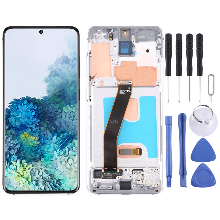 Original Dynamic AMOLED Material LCD Screen and Digitizer Full Assembly with Frame for Samsung Galaxy S20 4G SM-G980, For Samsung Galaxy S20 4G, For Samsung Galaxy S20 4G(Frame), For Samsung Galaxy S20 4G (Original)(Blue)