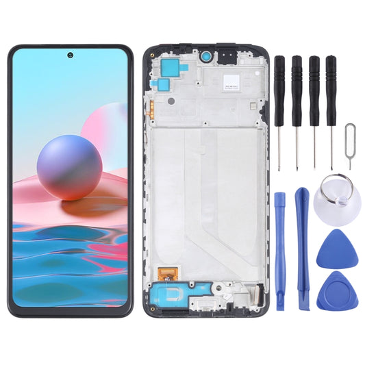 OLED Material LCD Screen and Digitizer Full Assembly With Frame for Xiaomi Redmi Note 10 4G / Redmi Note 10s 4G / Redmi Note 11 SE India / Poco M5s M2101K7AI M2101K7AG M2101K7BG M2101K7BI M2101K7BNY