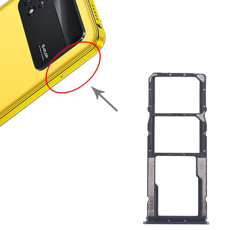 For Xiaomi Poco M4 Pro SIM Card Tray + SIM Card Tray + Micro SD Card Tray, For Xiaomi Poco M4 Pro, For Xiaomi Poco M4 Pro(Baby Blue)