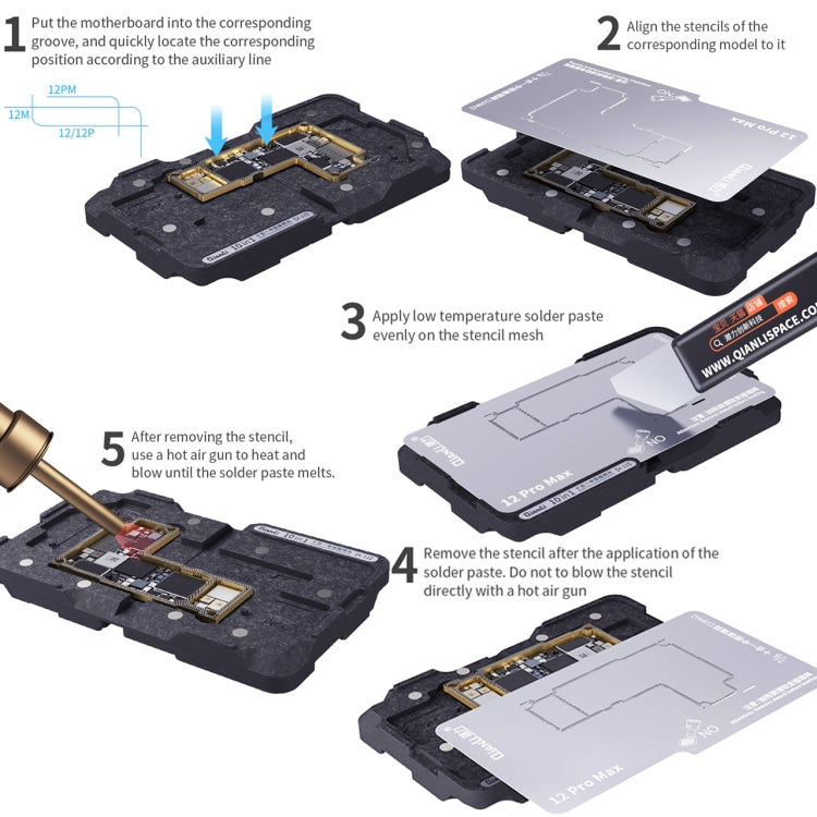 Qianli 10 in 1 Middle Frame Reballing Platform For iPhone X / XS / XS Max / 11 / 11 Pro / 11 Pro Max / 12 / 12 Pro / 12 mini / 12 Pro Max, For iPhone X-12 Pro Max