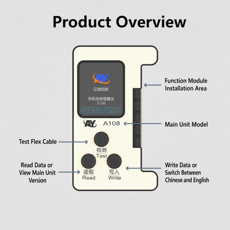 AY A108 Multi-function Dot Matrix Battery Repair Programmer for iPhone 8-16 Pro Max, A108 for iP 8-16 Pro Max