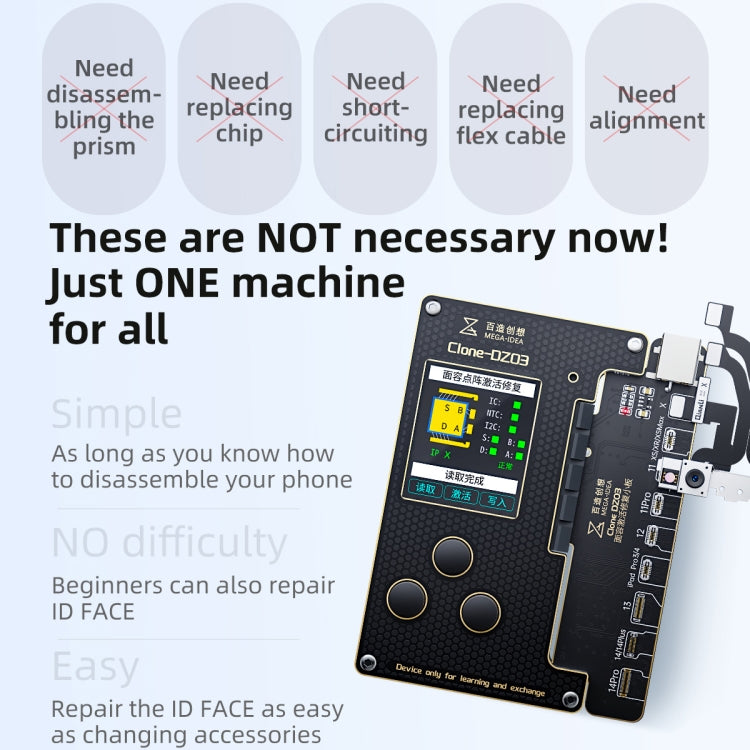 MEGA-IDEA Clone DZ03 Battery Activation & Face ID Dot Matrix Programmer for iPhone 8-14 Pro Max, Plug: US, SPT0648A, SPT0648B