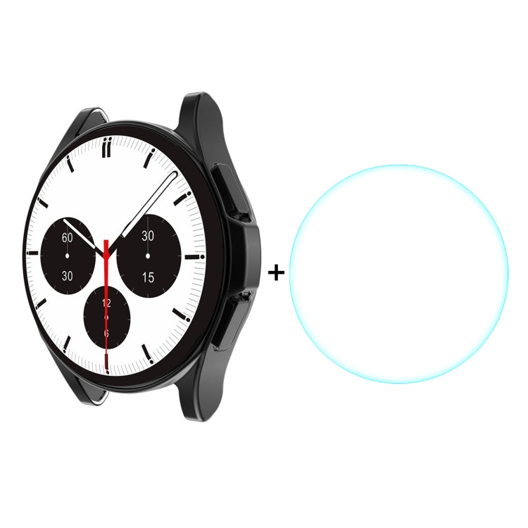 For Samsung Galaxy Watch4 Classic 46mm ENKAY Hat-Prince Full Coverage Electroplate Soft Case TPU HD Clear Cover + Tempered Glass Protector, For Samsung Galaxy Watch4 Classic 46mm