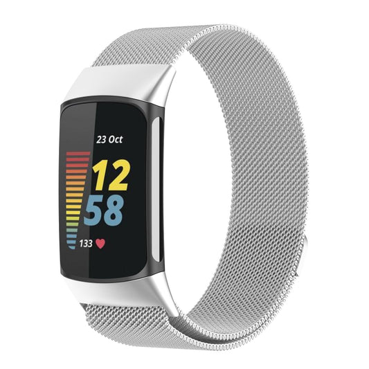 Milano Magnetic Metal Strap for Fitbit Charge 5, Silver, Black, Rose Gold, Rose Pink, Champagne Gold, Gray, Color, Light Purple