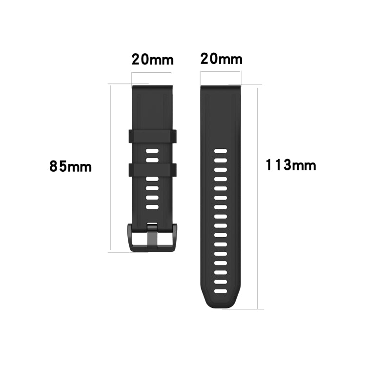 20mm Solid Color Silicone Quick Release Strap, For Garmin Fenix 7S
