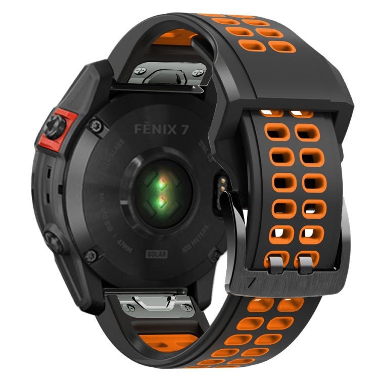 26mm Two-Color Two-Hole Silicone Quick Release Watch Strap, For Garmin Fenix 7X