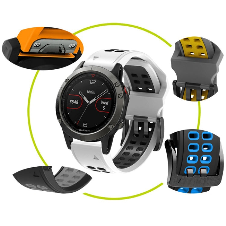 26mm Two-Color Two-Hole Silicone Quick Release Watch Strap, For Garmin Fenix 7X