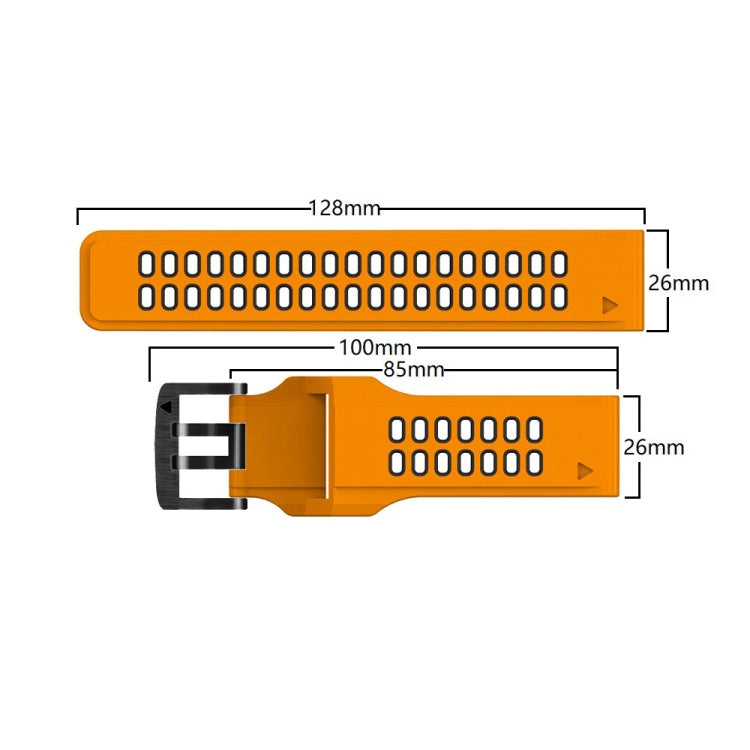 26mm Two-Color Two-Hole Silicone Quick Release Watch Strap, For Garmin Fenix 7X