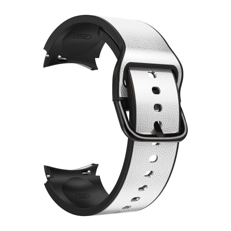 20mm Silicone Pasted Leather Strap, For Samsung Galaxy Watch 4 40mm, Samsung Galaxy Watch 4 44mm, For Samsung Galaxy Watch 4 Classic 42mm, For Samsung Galaxy Watch 4 Classic 46mm
