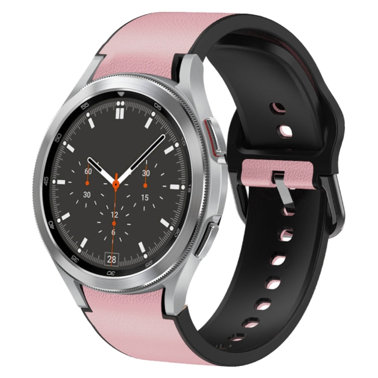 20mm Silicone Adhesive Leather Watch Band, For Samsung Galaxy Watch 4 Classic 46mm, For Samsung Galaxy Watch 4 Classic 42mm, For Samsung Galaxy Watch Active 2