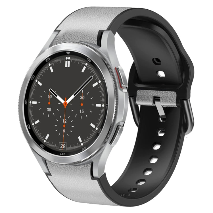 20mm Silicone Adhesive Leather Watch Band, For Samsung Galaxy Watch 4 Classic 46mm, For Samsung Galaxy Watch 4 Classic 42mm, For Samsung Galaxy Watch Active 2