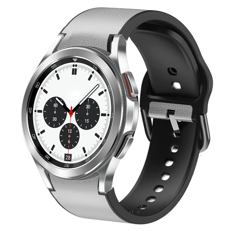 20mm Silicone Adhesive Leather Watch Band, For Samsung Galaxy Watch 4 Classic 46mm, For Samsung Galaxy Watch 4 Classic 42mm, For Samsung Galaxy Watch Active 2
