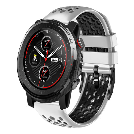 22mm Two-Color Breathable Silicone Watch Band, For Amazfit 3, For Amazfit GTR 47mm, For Amazfit Pace, For Amazfit Stratos