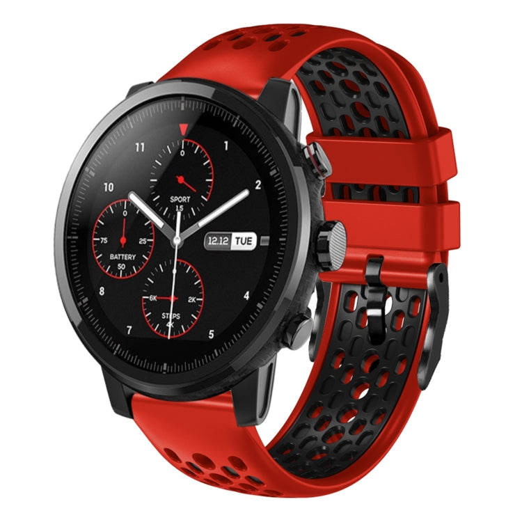 22mm Two-Color Breathable Silicone Watch Band, For Amazfit 2 Stratos