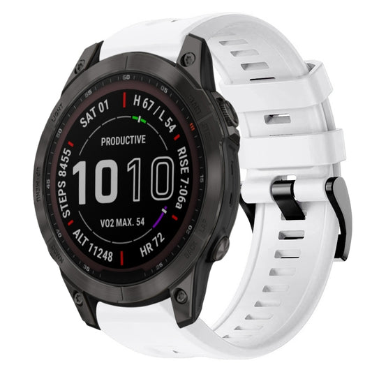 Metal Buckle Solid Color Silicone Watch Band, For Garmin Fenix 7, For Garmin Fenix 7 Solar, For Garmin Fenix 7 Sapphire Solar, For Garmin Descent G1, For Garmin EPIX Gen 2, For Garmin Instinct 2