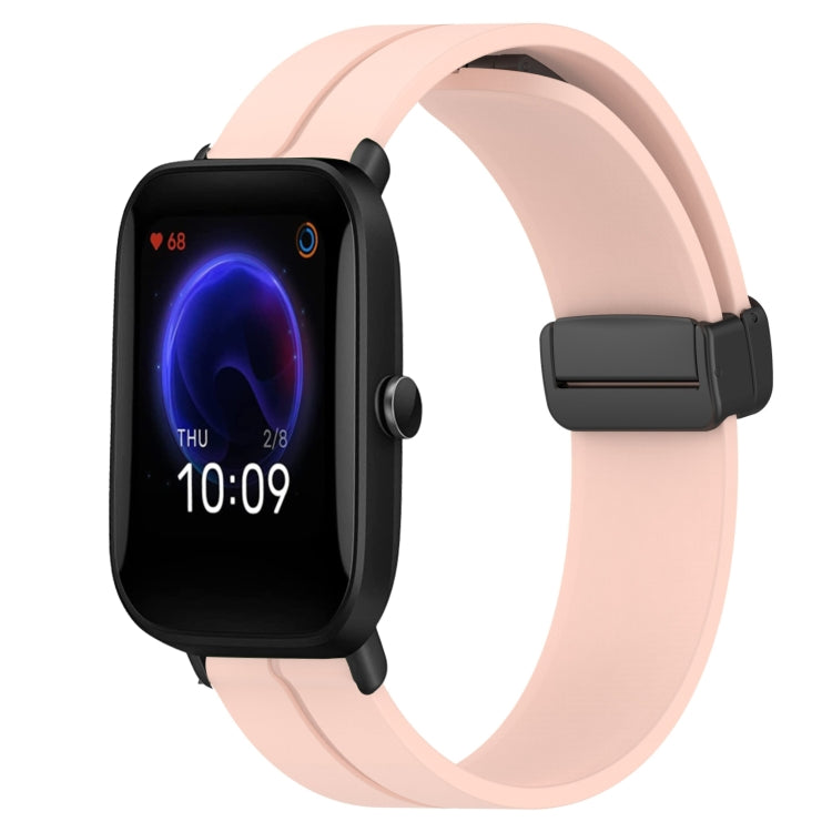 20mm Solid Color Magnetic Clasp Silicone Watch Band, For Amazfit Pop