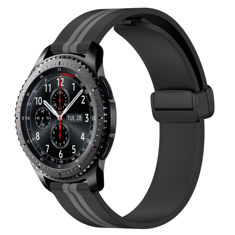 22mm Folding Magnetic Clasp Silicone Watch Band, For Samsung Galaxy Watch3 45mm, For Samsung Galaxy Watch 46mm, For Samsung Gear S3 Classic, For Samsung Gear S3 Frontier