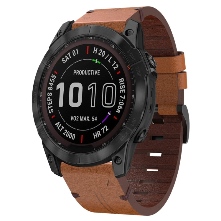 26mm Leather Steel Buckle Watch Band, For Garmin Fenix 5X Sapphire, For Garmin Tactix Delta, For Garmin Descent MK 2i, For Garmin Tactix 7 Pro, For Garmin Fenix 3, For Garmin Fenix 5X Plus, For Garmin Enduro 2, For Garmin Fenix 6X Pro, For Garmin Fenix...