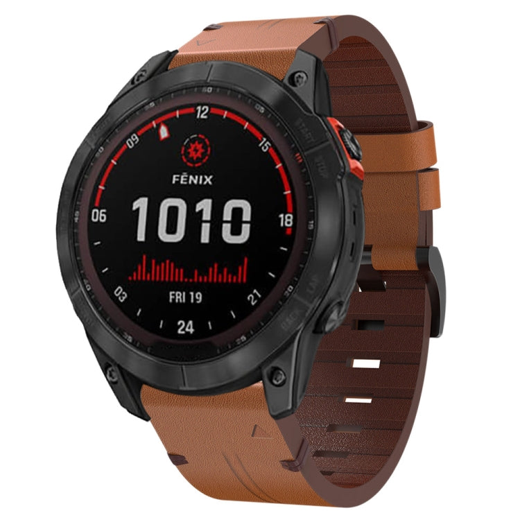 26mm Leather Steel Buckle Watch Band, For Garmin Fenix 5X Sapphire, For Garmin Tactix Delta, For Garmin Descent MK 2i, For Garmin Tactix 7 Pro, For Garmin Fenix 3, For Garmin Fenix 5X Plus, For Garmin Enduro 2, For Garmin Fenix 6X Pro, For Garmin Fenix...