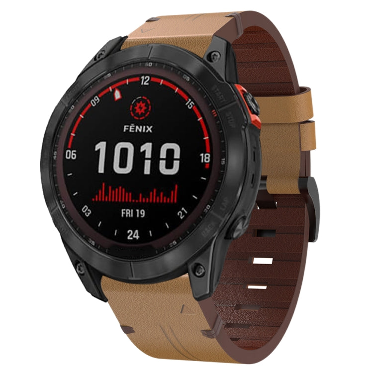 26mm Leather Steel Buckle Watch Band, For Garmin Fenix 5X Sapphire, For Garmin Tactix Delta, For Garmin Descent MK 2i, For Garmin Tactix 7 Pro, For Garmin Fenix 3, For Garmin Fenix 5X Plus, For Garmin Enduro 2, For Garmin Fenix 6X Pro, For Garmin Fenix...