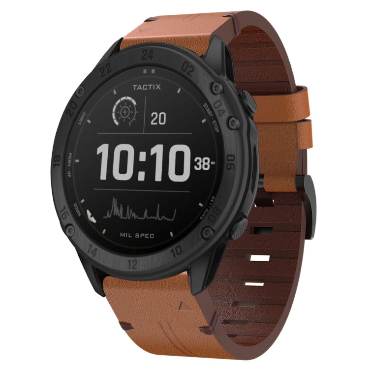 26mm Leather Steel Buckle Watch Band, For Garmin Fenix 6X, For Garmin Fenix 5X Sapphire, For Garmin Tactix Delta, For Garmin Descent MK 2i, For Garmin Tactix 7 Pro, For Garmin Fenix 3, For Garmin Fenix 5X Plus, For Garmin Enduro 2, For Garmin Fenix 6X ...