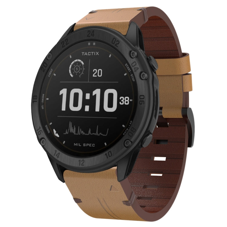 26mm Leather Steel Buckle Watch Band, For Garmin Fenix 6X, For Garmin Fenix 5X Sapphire, For Garmin Tactix Delta, For Garmin Descent MK 2i, For Garmin Tactix 7 Pro, For Garmin Fenix 3, For Garmin Fenix 5X Plus, For Garmin Enduro 2, For Garmin Fenix 6X ...