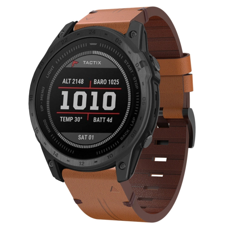 26mm Leather Steel Buckle Watch Band, For Garmin Fenix 5X Sapphire, For Garmin Tactix Delta, For Garmin Descent MK 2i, For Garmin Tactix 7 Pro, For Garmin Fenix 3, For Garmin Fenix 5X Plus, For Garmin Enduro 2, For Garmin Fenix 6X Pro, For Garmin Fenix...