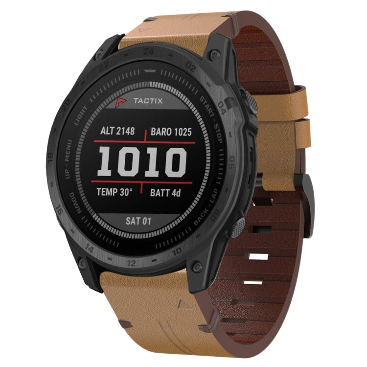 26mm Leather Steel Buckle Watch Band, For Garmin Fenix 5X Sapphire, For Garmin Tactix Delta, For Garmin Descent MK 2i, For Garmin Tactix 7 Pro, For Garmin Fenix 3, For Garmin Fenix 5X Plus, For Garmin Enduro 2, For Garmin Fenix 6X Pro, For Garmin Fenix...