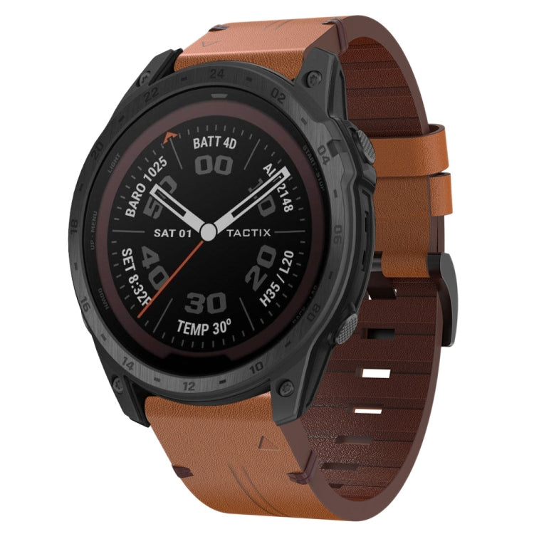 26mm Leather Steel Buckle Watch Band, For Garmin Fenix 6X, For Garmin Fenix 5X Sapphire, For Garmin Tactix Delta, For Garmin Descent MK 2i, For Garmin Tactix 7 Pro, For Garmin Fenix 3, For Garmin Fenix 5X Plus, For Garmin Enduro 2, For Garmin Fenix 6X ...