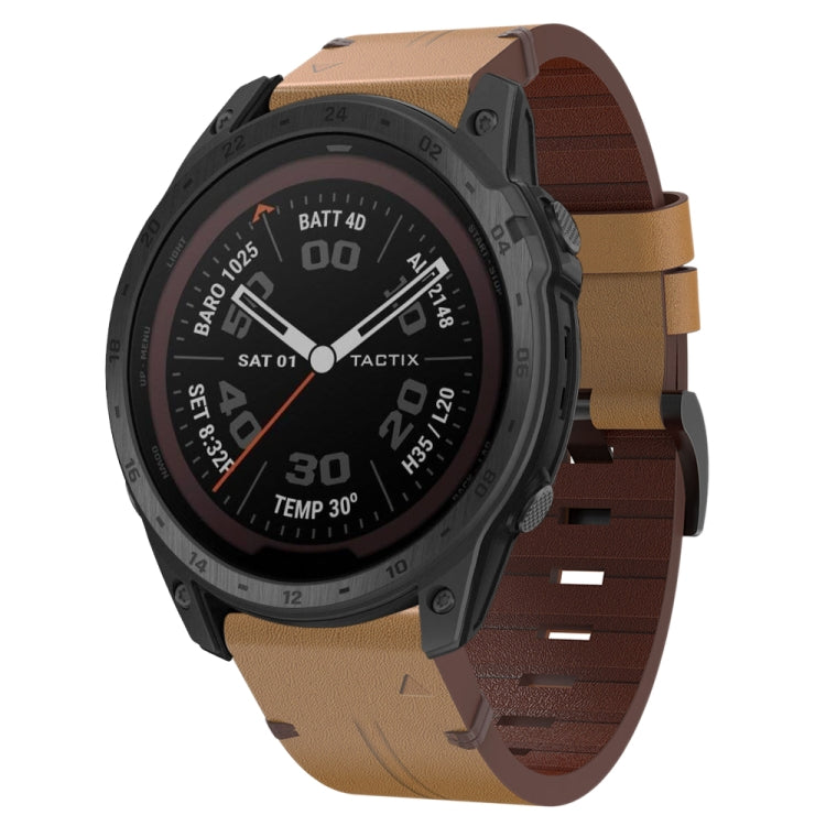 26mm Leather Steel Buckle Watch Band, For Garmin Fenix 6X, For Garmin Fenix 5X Sapphire, For Garmin Tactix Delta, For Garmin Descent MK 2i, For Garmin Tactix 7 Pro, For Garmin Fenix 3, For Garmin Fenix 5X Plus, For Garmin Enduro 2, For Garmin Fenix 6X ...