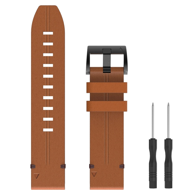 26mm Leather Steel Buckle Watch Band, For Garmin Fenix 6X, For Garmin Fenix 5X Sapphire, For Garmin Tactix Delta, For Garmin Descent MK 2i, For Garmin Tactix 7 Pro, For Garmin Fenix 3, For Garmin Fenix 5X Plus, For Garmin Enduro 2, For Garmin Fenix 6X ...