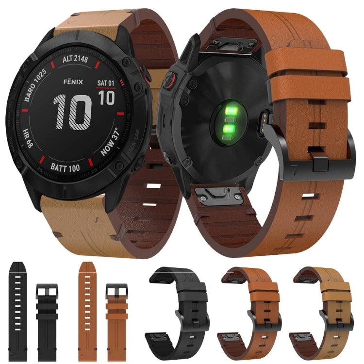 26mm Leather Steel Buckle Watch Band, For Garmin Fenix 6X, For Garmin Fenix 5X Sapphire, For Garmin Tactix Delta, For Garmin Descent MK 2i, For Garmin Tactix 7 Pro, For Garmin Fenix 3, For Garmin Fenix 5X Plus, For Garmin Enduro 2, For Garmin Fenix 6X ...