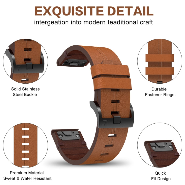 26mm Leather Steel Buckle Watch Band, For Garmin Fenix 6X, For Garmin Fenix 5X Sapphire, For Garmin Tactix Delta, For Garmin Descent MK 2i, For Garmin Tactix 7 Pro, For Garmin Fenix 3, For Garmin Fenix 5X Plus, For Garmin Enduro 2, For Garmin Fenix 6X ...