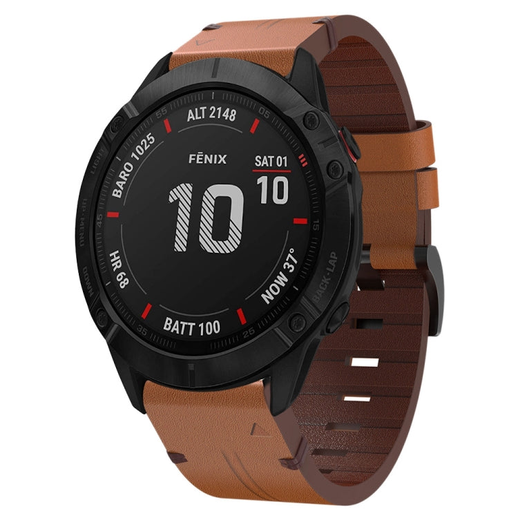 26mm Leather Steel Buckle Watch Band, For Garmin Fenix 6X, For Garmin Fenix 5X Sapphire, For Garmin Tactix Delta, For Garmin Descent MK 2i, For Garmin Tactix 7 Pro, For Garmin Fenix 3, For Garmin Fenix 5X Plus, For Garmin Enduro 2, For Garmin Fenix 6X ...