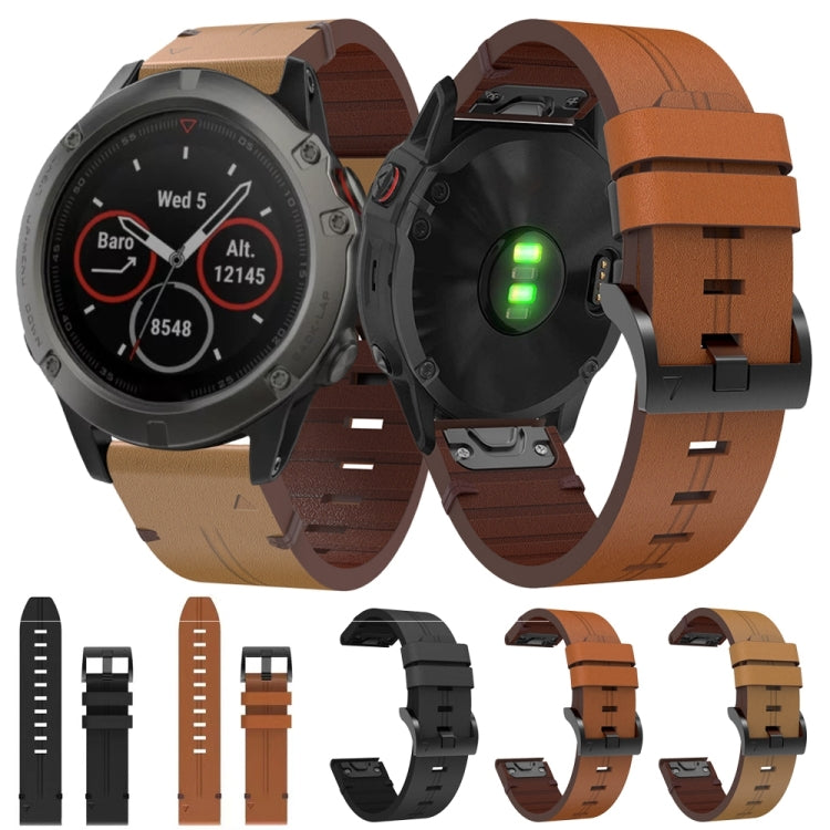 26mm Leather Steel Buckle Watch Band, For Garmin Fenix 5X Sapphire, For Garmin Tactix Delta, For Garmin Descent MK 2i, For Garmin Tactix 7 Pro, For Garmin Fenix 3, For Garmin Fenix 5X Plus, For Garmin Enduro 2, For Garmin Fenix 6X Pro, For Garmin Fenix...