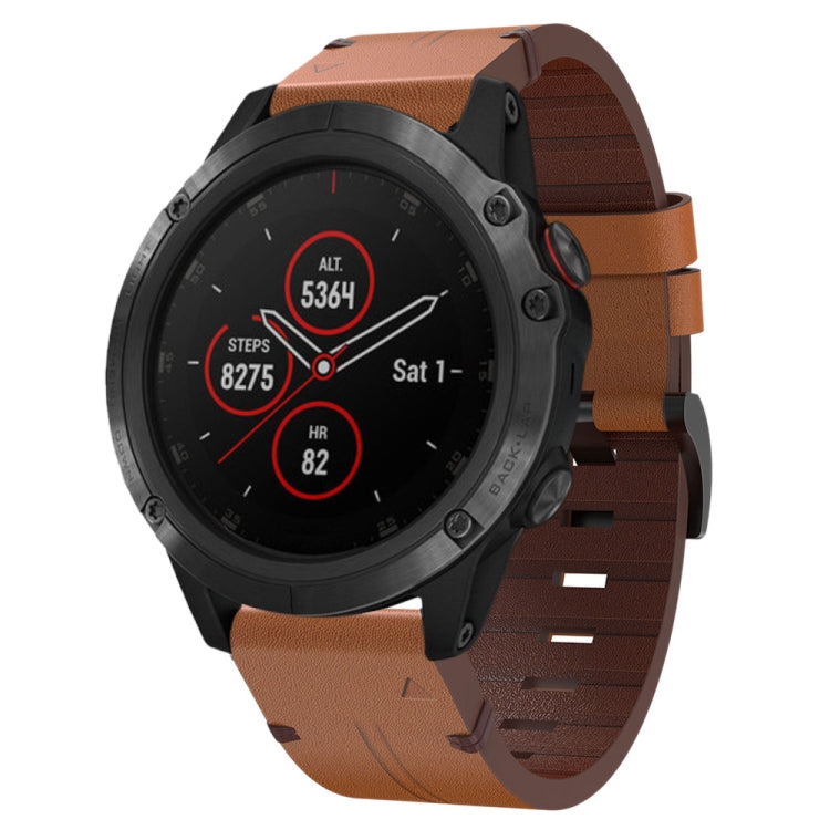 26mm Leather Steel Buckle Watch Band, For Garmin Fenix 6X, For Garmin Fenix 5X Sapphire, For Garmin Tactix Delta, For Garmin Descent MK 2i, For Garmin Tactix 7 Pro, For Garmin Fenix 3, For Garmin Fenix 5X Plus, For Garmin Enduro 2, For Garmin Fenix 6X ...