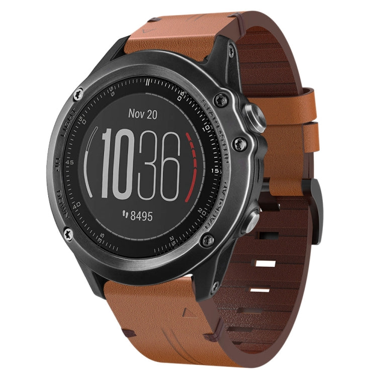 26mm Leather Steel Buckle Watch Band, For Garmin Fenix 6X, For Garmin Fenix 5X Sapphire, For Garmin Tactix Delta, For Garmin Descent MK 2i, For Garmin Tactix 7 Pro, For Garmin Fenix 3, For Garmin Fenix 5X Plus, For Garmin Enduro 2, For Garmin Fenix 6X ...