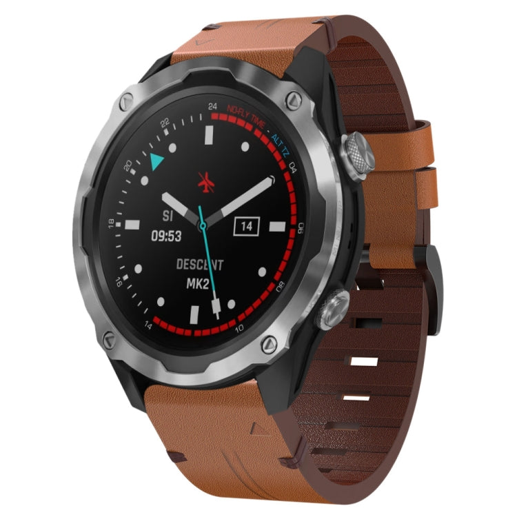 26mm Leather Steel Buckle Watch Band, For Garmin Fenix 5X Sapphire, For Garmin Tactix Delta, For Garmin Descent MK 2i, For Garmin Tactix 7 Pro, For Garmin Fenix 3, For Garmin Fenix 5X Plus, For Garmin Enduro 2, For Garmin Fenix 6X Pro, For Garmin Fenix...