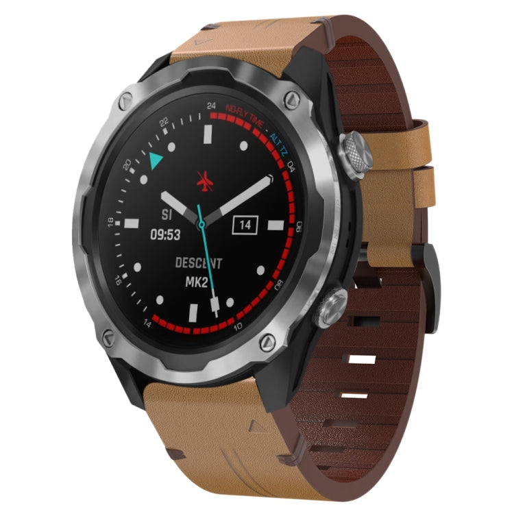 26mm Leather Steel Buckle Watch Band, For Garmin Fenix 5X Sapphire, For Garmin Tactix Delta, For Garmin Descent MK 2i, For Garmin Tactix 7 Pro, For Garmin Fenix 3, For Garmin Fenix 5X Plus, For Garmin Enduro 2, For Garmin Fenix 6X Pro, For Garmin Fenix...