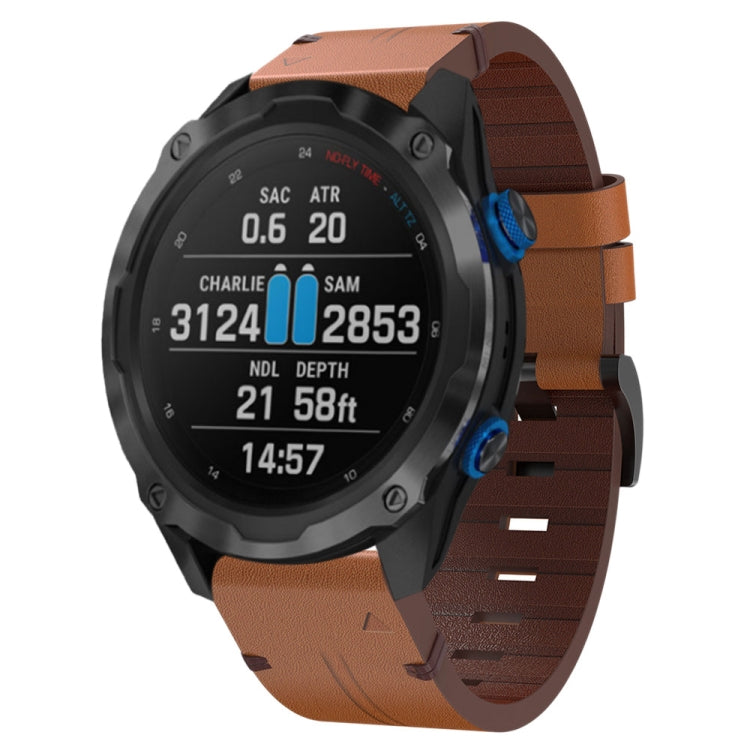 26mm Leather Steel Buckle Watch Band, For Garmin Fenix 6X, For Garmin Fenix 5X Sapphire, For Garmin Tactix Delta, For Garmin Descent MK 2i, For Garmin Tactix 7 Pro, For Garmin Fenix 3, For Garmin Fenix 5X Plus, For Garmin Enduro 2, For Garmin Fenix 6X ...