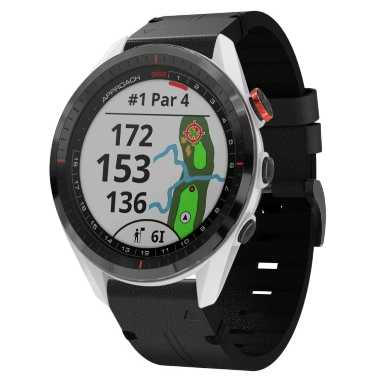 22mm Leather Steel Buckle Watch Band, For Garmin Quatix 5 Sapphire, For Garmin Approach S62